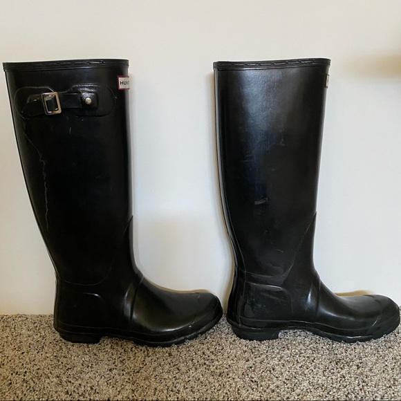 Hunter Boots Black Original Gloss Women’s Size 8 - Picture 3 of 15